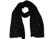 Black Jersey Knit Scarf With Spikes