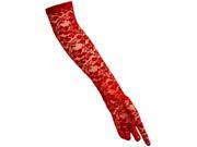 Red Full Length Sheer Lace Formal Opera Gloves