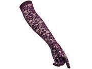 Purple Full Length Sheer Lace Formal Opera Gloves
