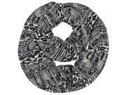 Black White Native Aztec Print Lightweight Circle Infinity Scarf