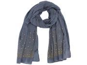 Blue Light Long Scarf With Golden Studs