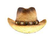 Distressed Raffia Cowboy Hat With Beaded Hatband