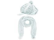 White Knit Pom Pom Hat Scarf Set