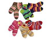 Chunky Knit Striped 6 Pack Slipper Socks