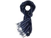 Navy Blue Pinstripe Unisex Scarf With Fringe