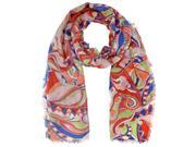 Coral Pink Colorful Paisley Lightweight Scarf