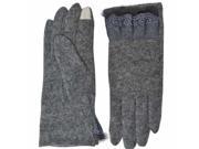 Gray Wool Gloves With Lace Trim Texting Tips