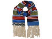 Blue Multicolor Indie Hipster Print Scarf