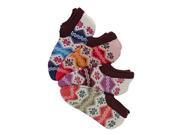 Multicolor Assorted 4 Pack Winter Knit Bootie Slipper Socks
