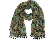 Green Aqua Blue Multicolor Retro Scarf