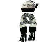 Black Multicolor Chunky Knit Hat Scarf Set