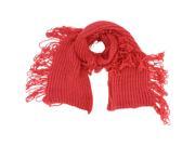 Coral Thick Winter Scarf With Loop Fringe