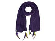Purple Long Scarf With Feather Tips