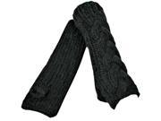 Black Thick Cable Knit Arm Warmer Gloves