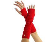 Red Long Arm Warmers With Thumb Hole
