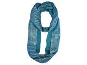 Teal Blue Spring Scarf With Metallic Stripes