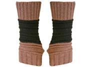Mauve Block Stripe Knit Fingerless Gloves