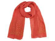 Coral Light Long Scarf With Golden Studs