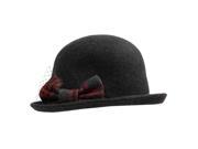 Gray Wool Bowler Hat With Contrasting Bow