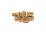 Mustard Yellow Thick Strap Braided Leather Belt With Gold Buckle