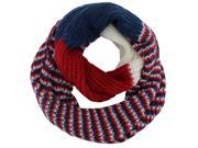 Red White Blue Multi Pattern Knit Ring Scarf