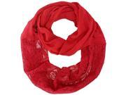 Red Lightweight Panel Lace Circle Scarf