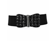Black Elastic Cinch Belt With Smoky Black Gems