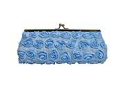 Light Blue Small Twist Lock Evening Bag With Rosettes