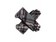 Black Plaid Print Gloves With Fleece Lining Button Trim