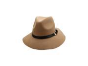 Taupe Wool Winter Panama Style Fedora Hat With Buckle
