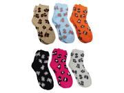 Colorful Leopard Print Assorted 6 Pack Winter Fuzzy Socks