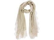Taupe Gauzy Lightweight Spring Scarf With Lace Trim
