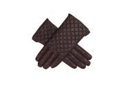 Brown Snug Fitting Quilted Vegan Leather Gloves