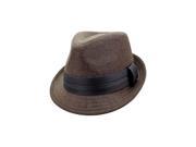 Brown Wool Felt Fedora Hat Trimmed With Grosgrain Band