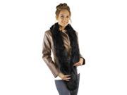 Black Solid Plush Faux Fur Long Scarf