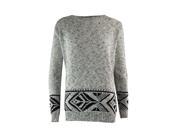 White Marled Tribal Border Sweater