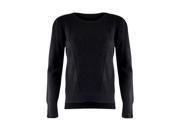 Black Soft Versatile Cable Knit Crew Neck Sweater