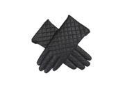 Black Snug Fitting Quilted Vegan Leather Gloves