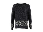 Black Marled Tribal Border Sweater