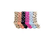 Colorful Leopard Print Knee High 6 Pack Winter Fuzzy Socks