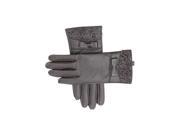 Brown Vegan Leather Gloves With Laced Cuff