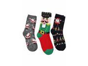 Christmas Print Holiday 3 Pack Assorted Crew Socks
