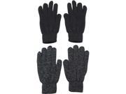 Men s 2 Pack Black Gray Two Tone Heavy Knit Winter Gloves