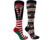 2 Pack Christmas Holiday Print Novelty Knee High Socks