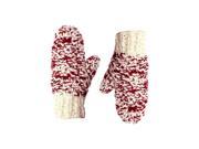 Burgundy White Chunky Knit Fully Lined Mittens