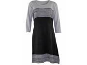 Black Fit Flare Gauge Stripe Sweater Dress