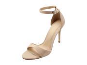 Beige Luxe Faux Suede Ankle Strap Stiletto Sandals