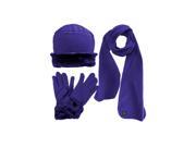 Royal Blue Cloche Fur Trim Fleece 3 Piece Hat Scarf Glove Set