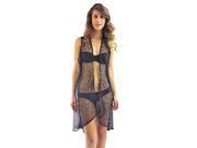 Black Lace Mesh Sleeveless Long Beach Cover Up Vest