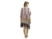 Colorful Paisley Print Kimono Cover Up With Fringe
